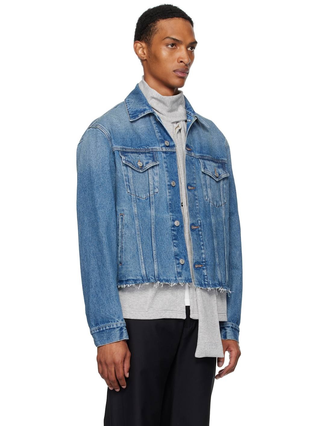 Blue Frayed Denim Jacket - 2