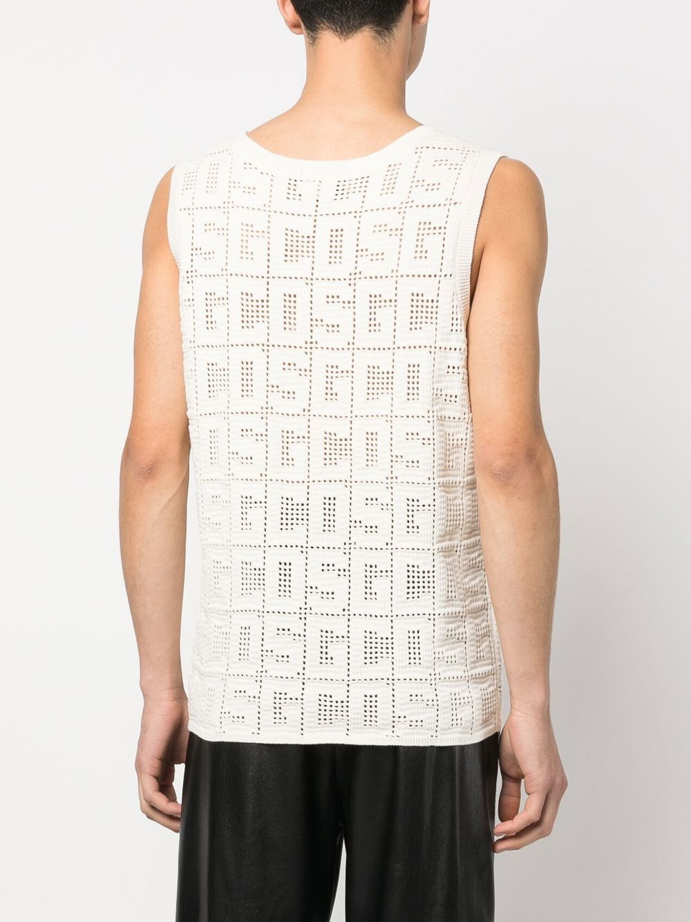 monogram macramé tank top - 4