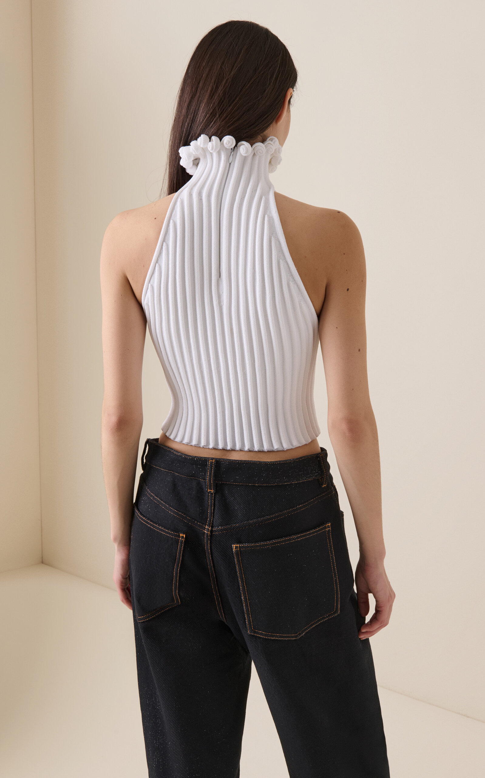 Ringlet-Detailed Knit Top white - 4