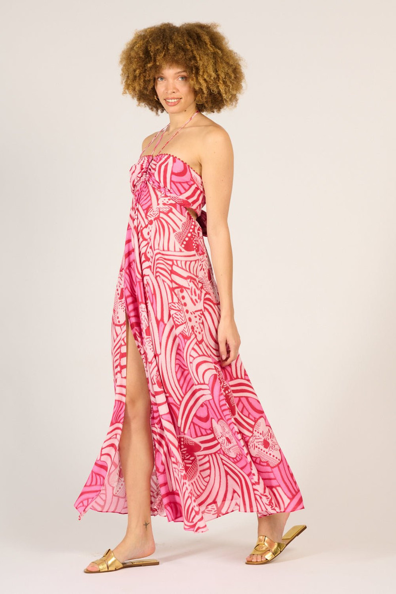 Poupette St Barth Long Dress Carla - Pink Japonism outlook