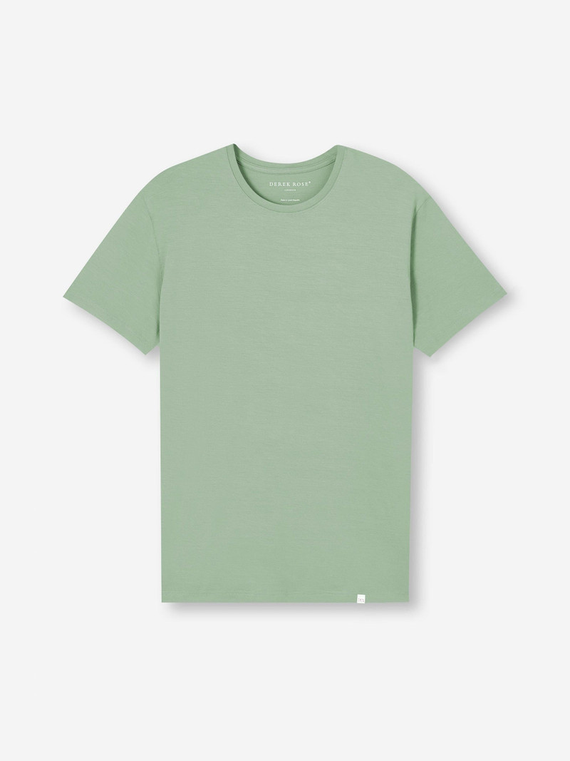 Derek Rose Men's T-Shirt Basel Micro Modal Stretch Eucalyptus outlook