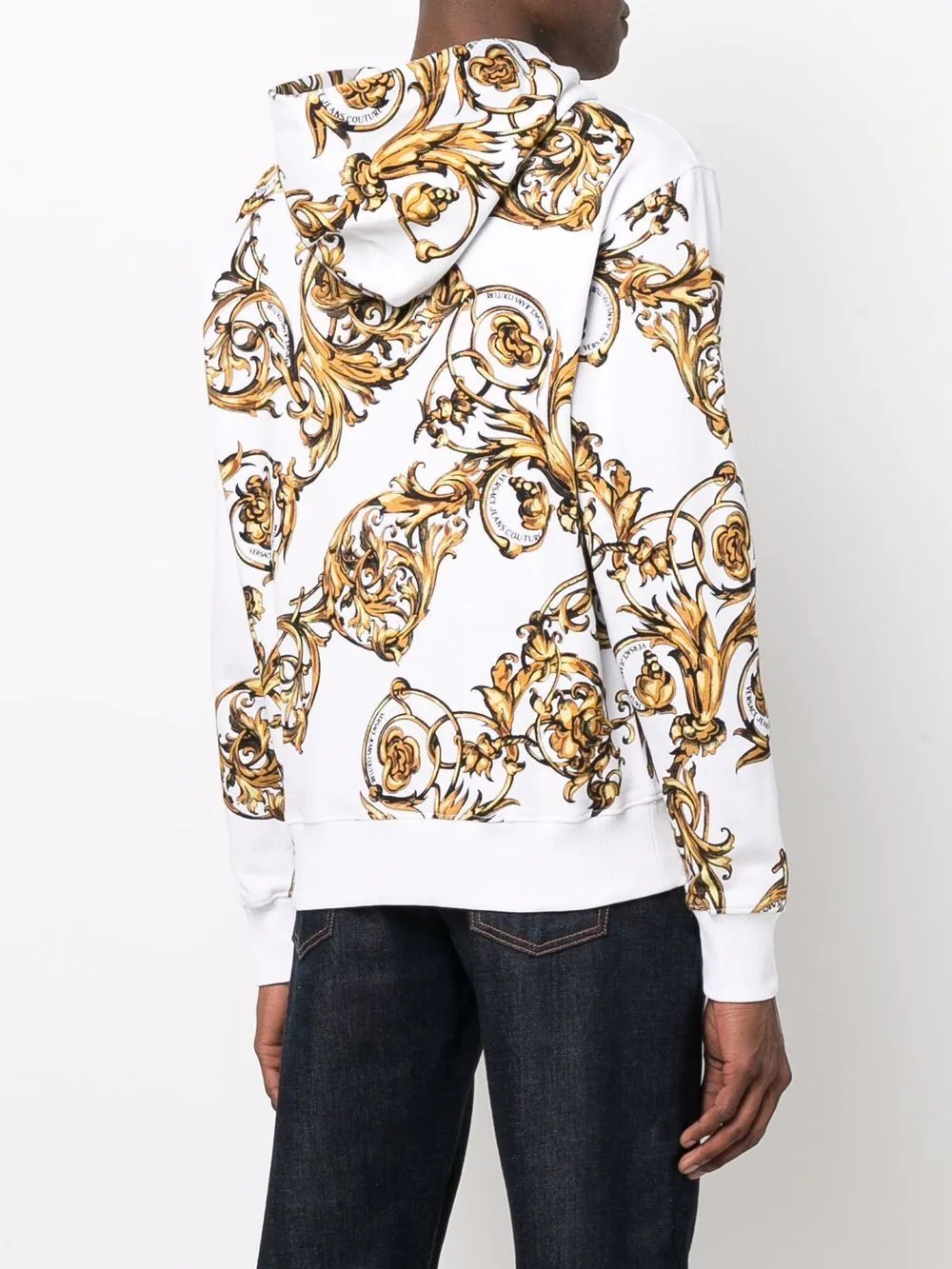 baroque-print zip-up hoodie - 4