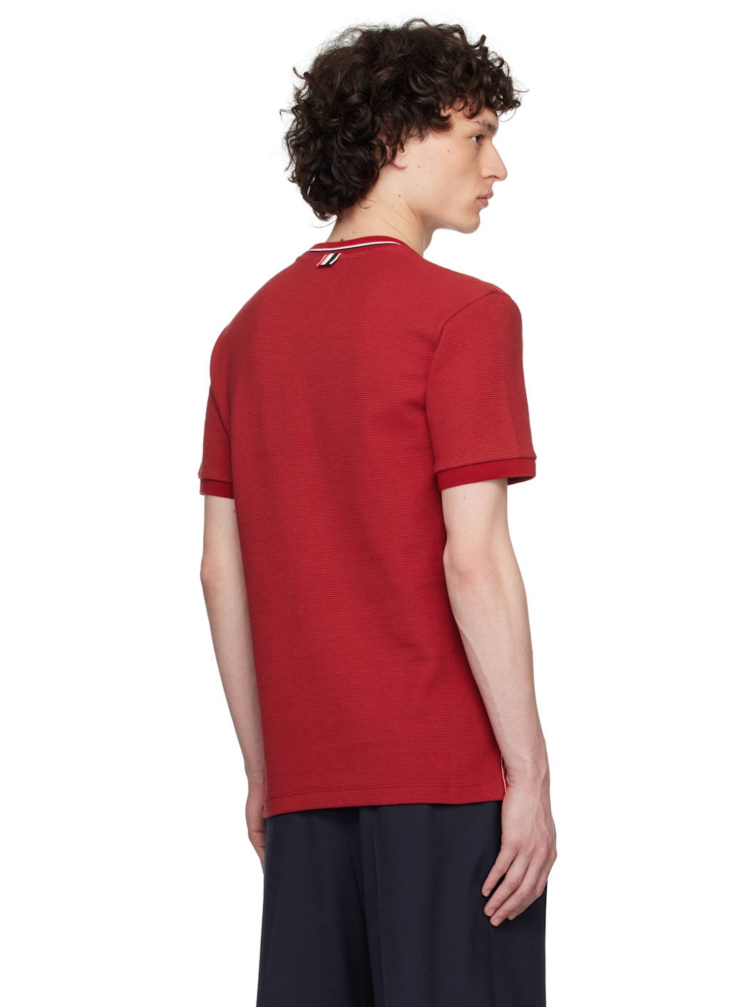 Burgundy Short Sleeve Rib Cuff T-shirt - 3