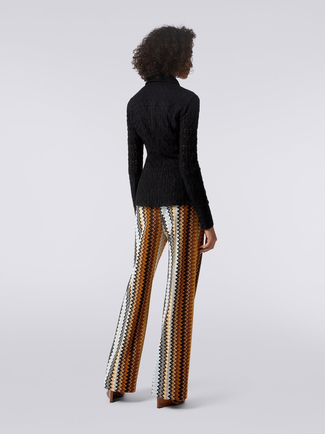 Straight zigzag viscose trousers with lurex - 4