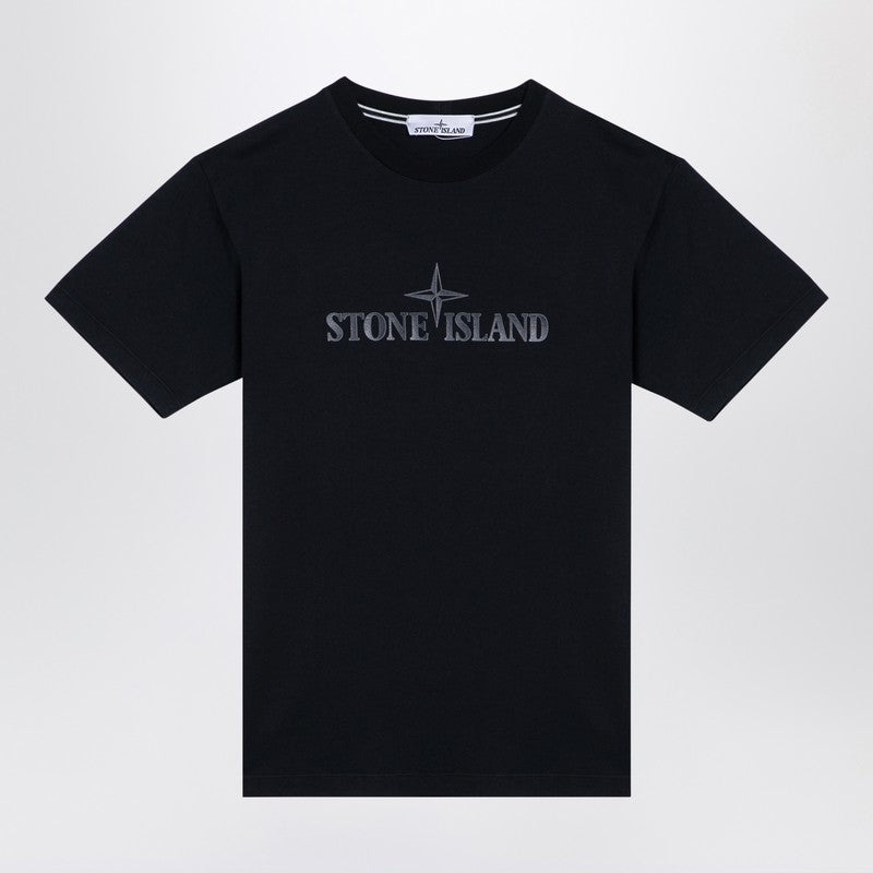 Stone Island Navy Blue Cotton T-Shirt With Logo Men - 1
