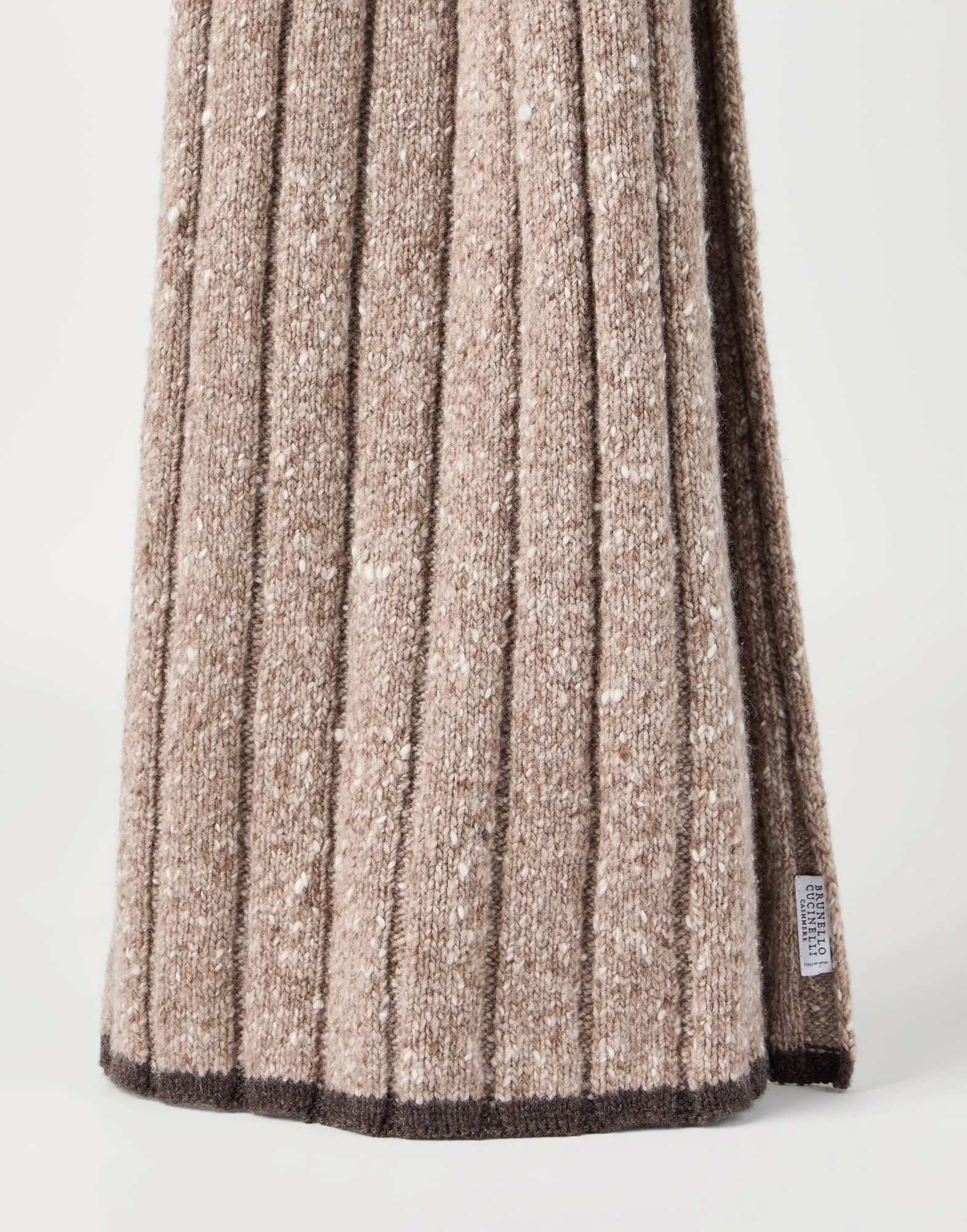 Flecked cashmere rib knit scarf - 1