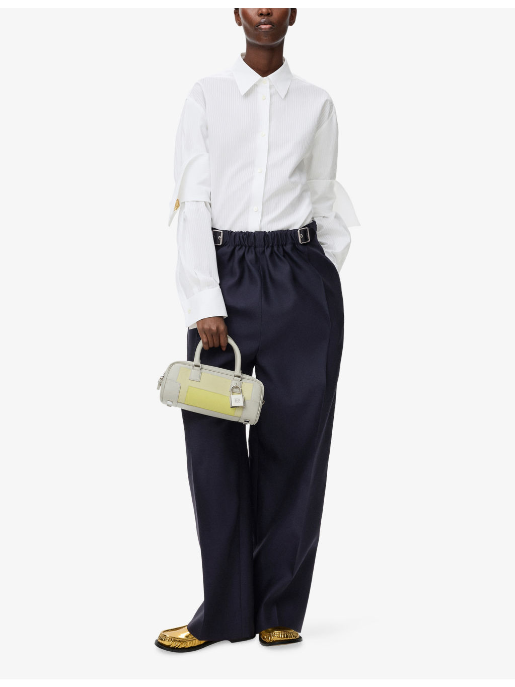 Belted Wide-Leg Wool-Silk Blend Trousers - 2