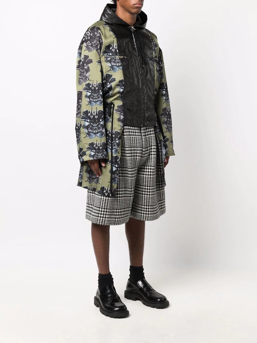 panelled graphic-print coat - 3