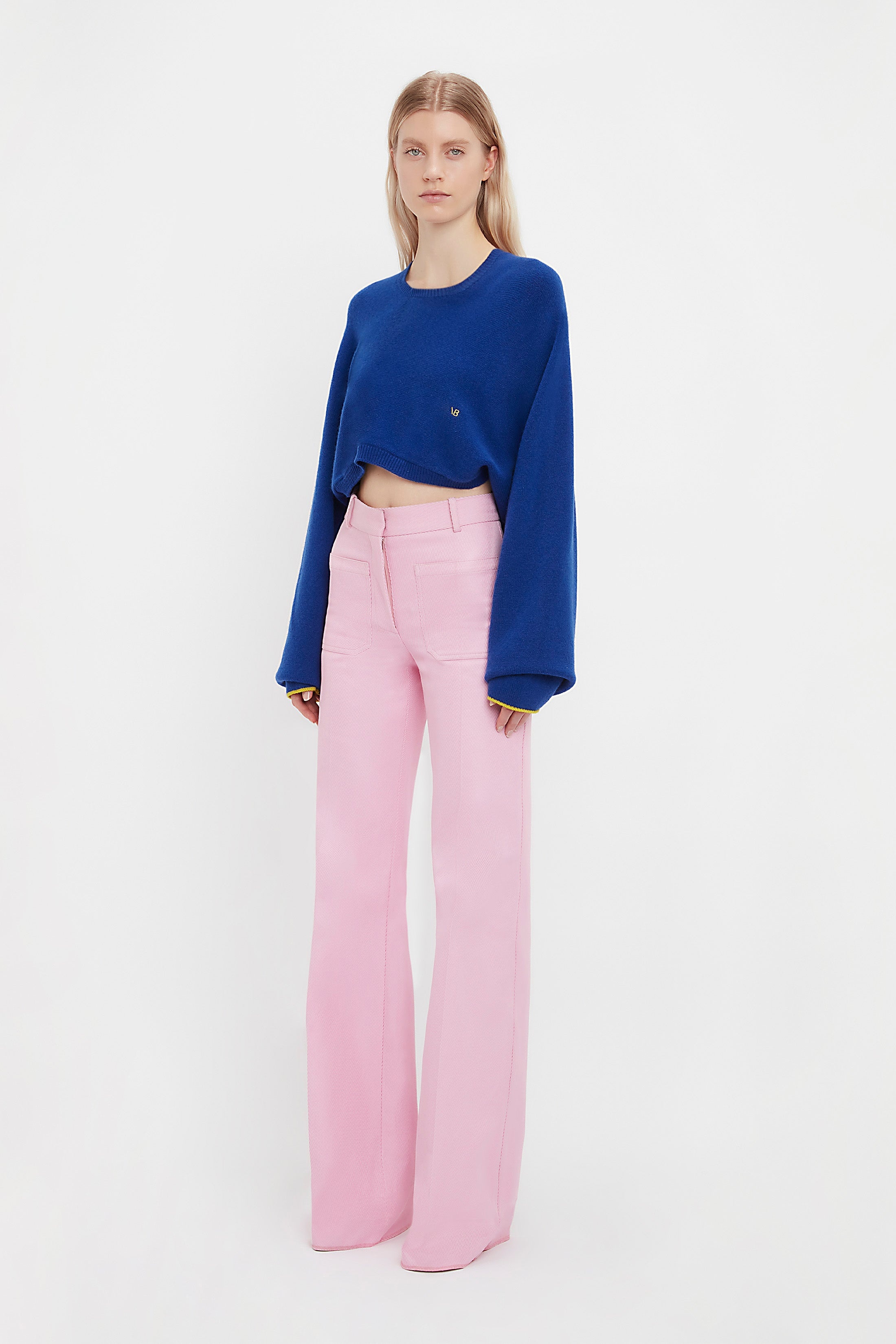 Asymmetric Cropped Jumper In Cobalt - 3