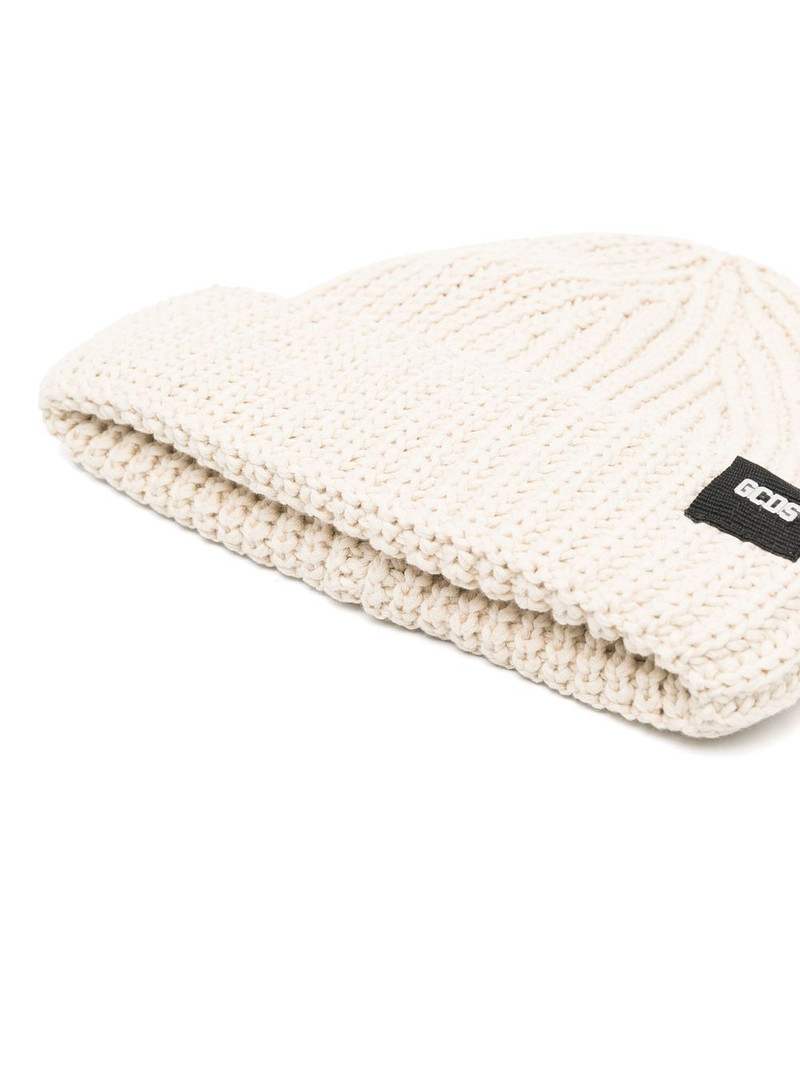 GCDS logo-patch ribbed knit beanie outlook