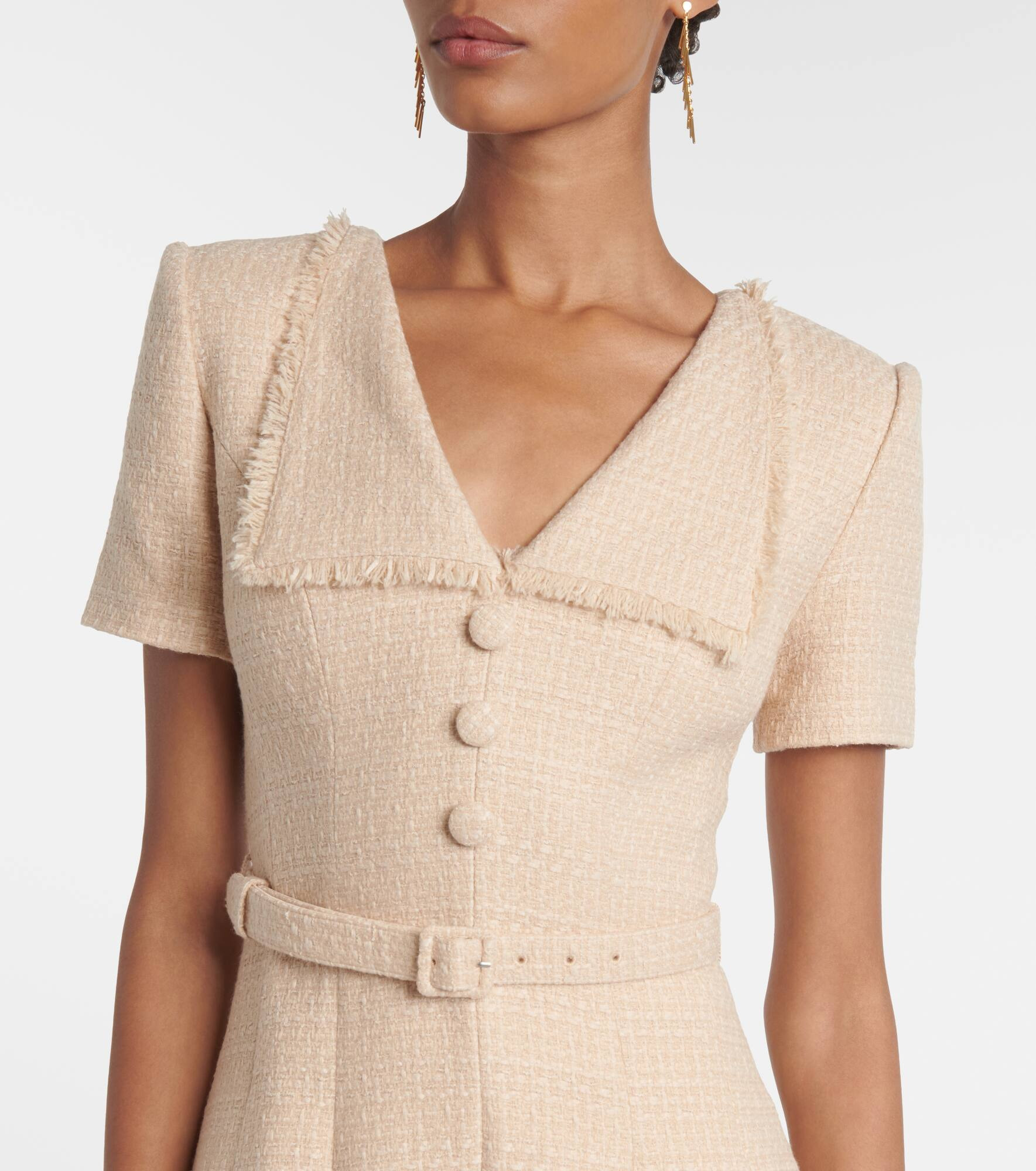 Belted bouclé maxi dress - 4
