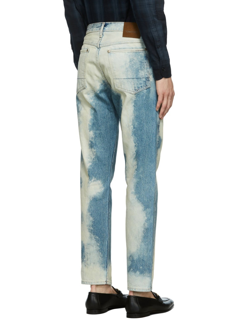 Blue Bleached Denim Jeans 3