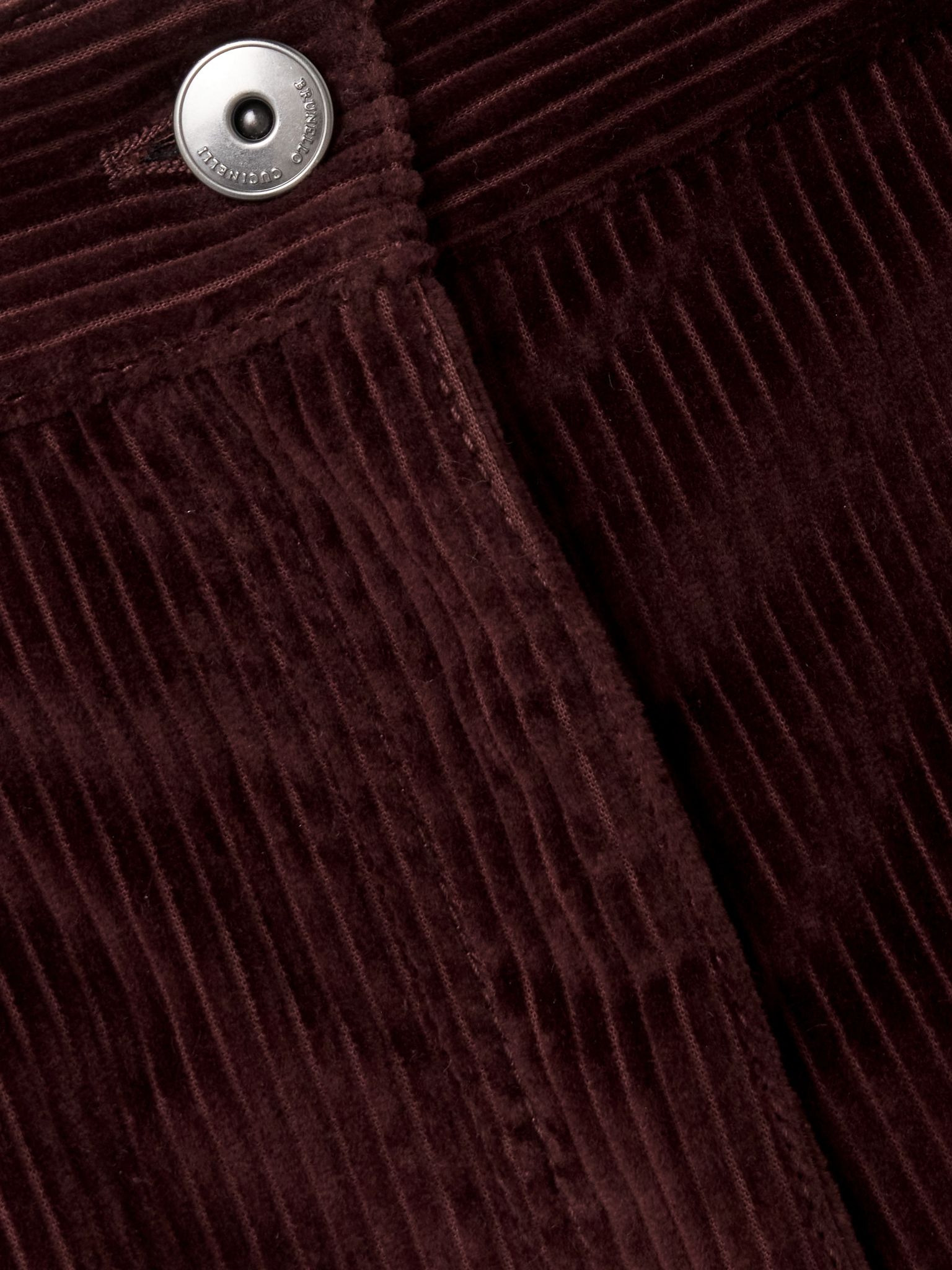 Cotton-corduroy straight-leg pants Burgundy - 5