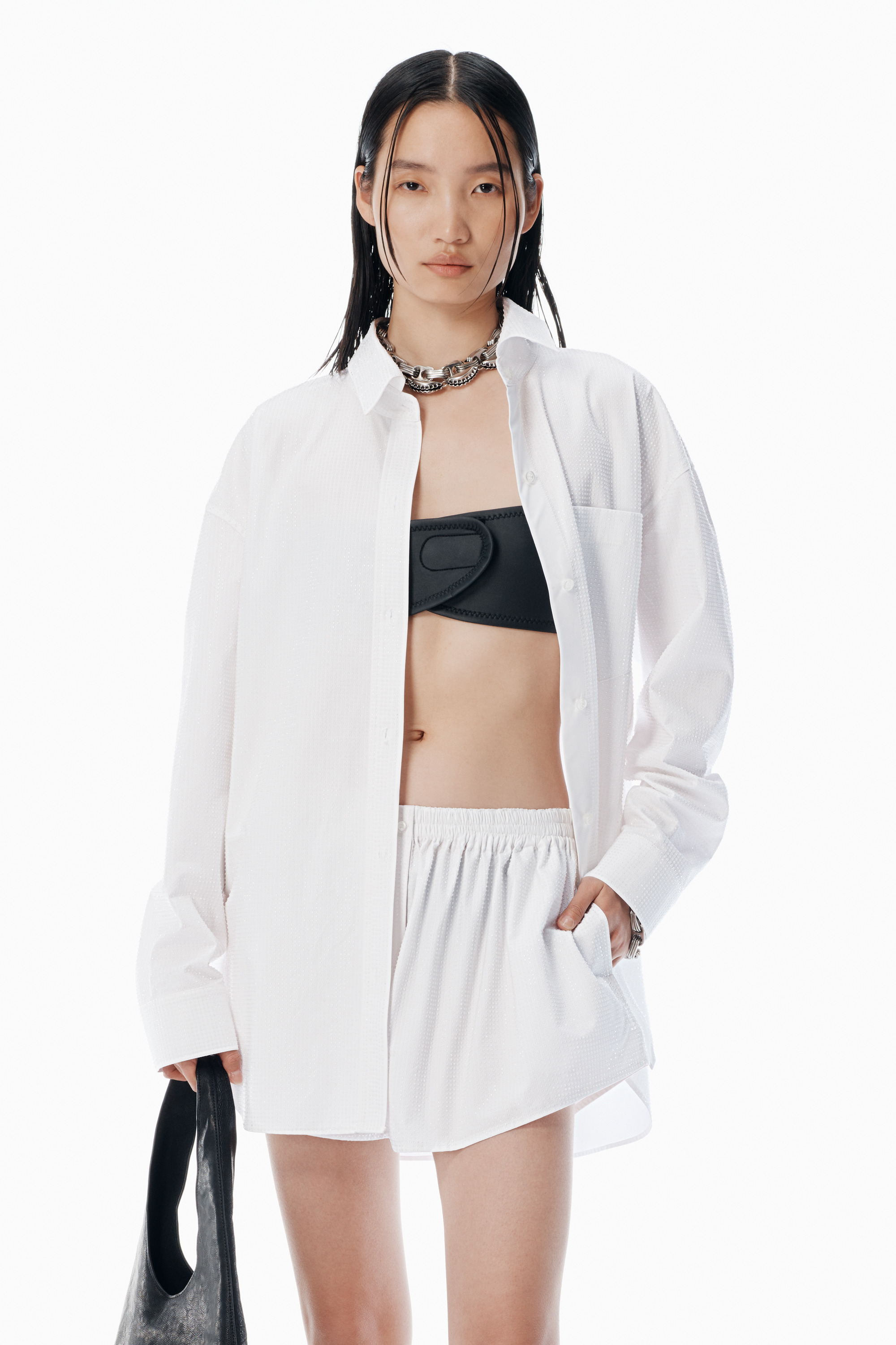 White Boxer Shorts with Clear Bead Hotfix - 5