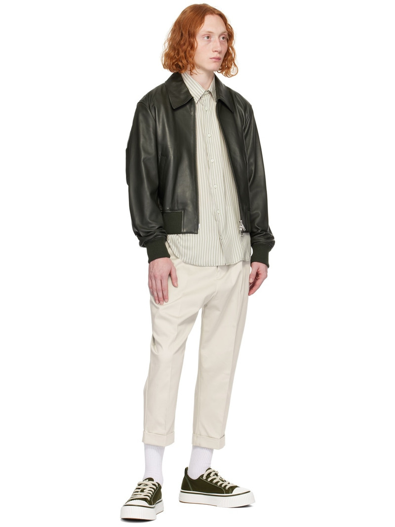 AMI Paris Off-White & Khaki Boxy-Fit Shirt outlook
