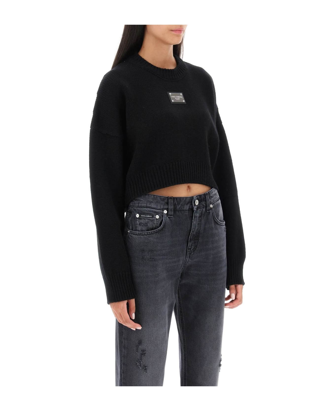Logo Plaque Cropped Sweater - 2