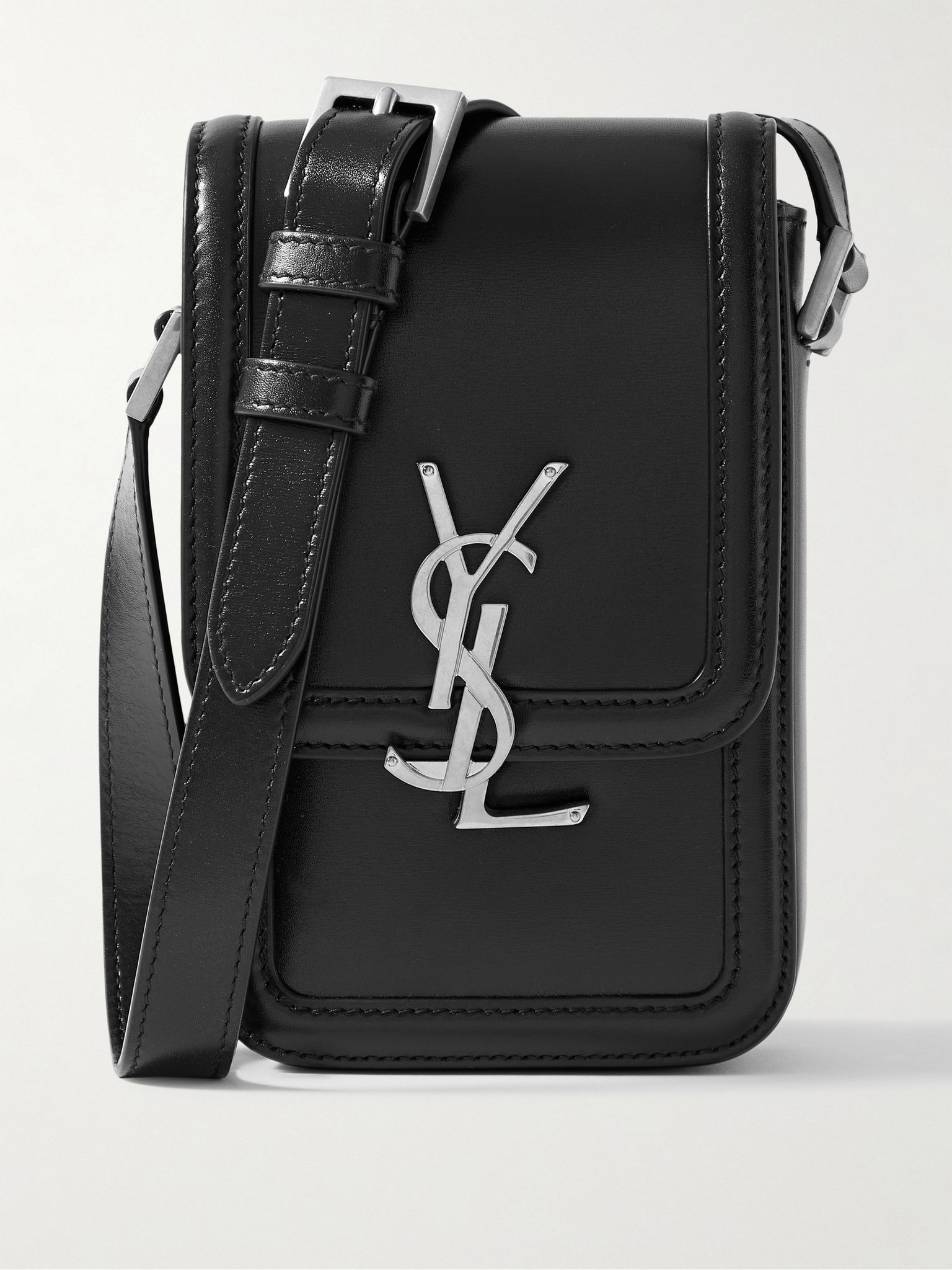 Solferino Mini Logo-Embellished Leather Messenger Bag Black - 1