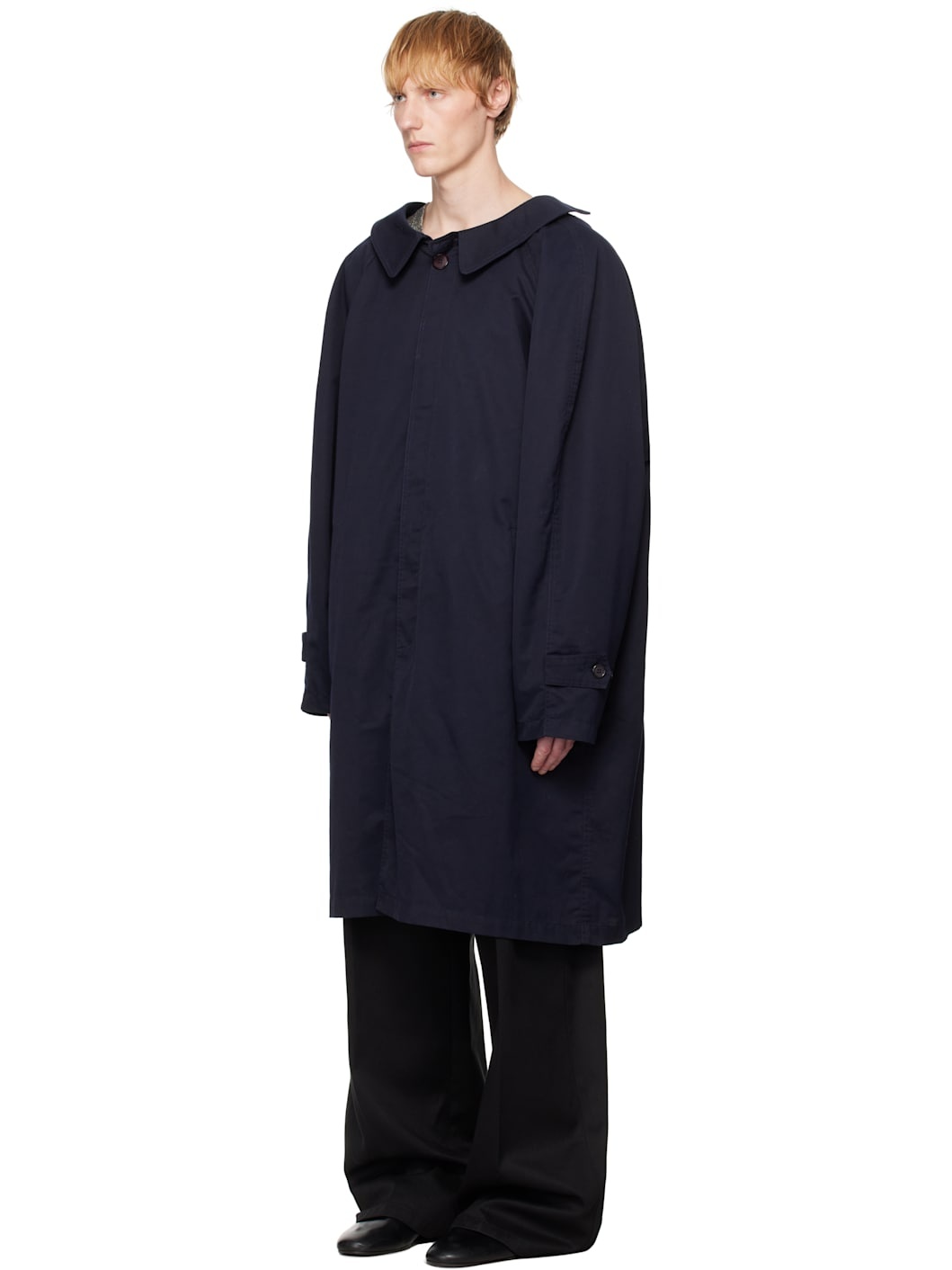 Navy Extended Trench Coat - 4