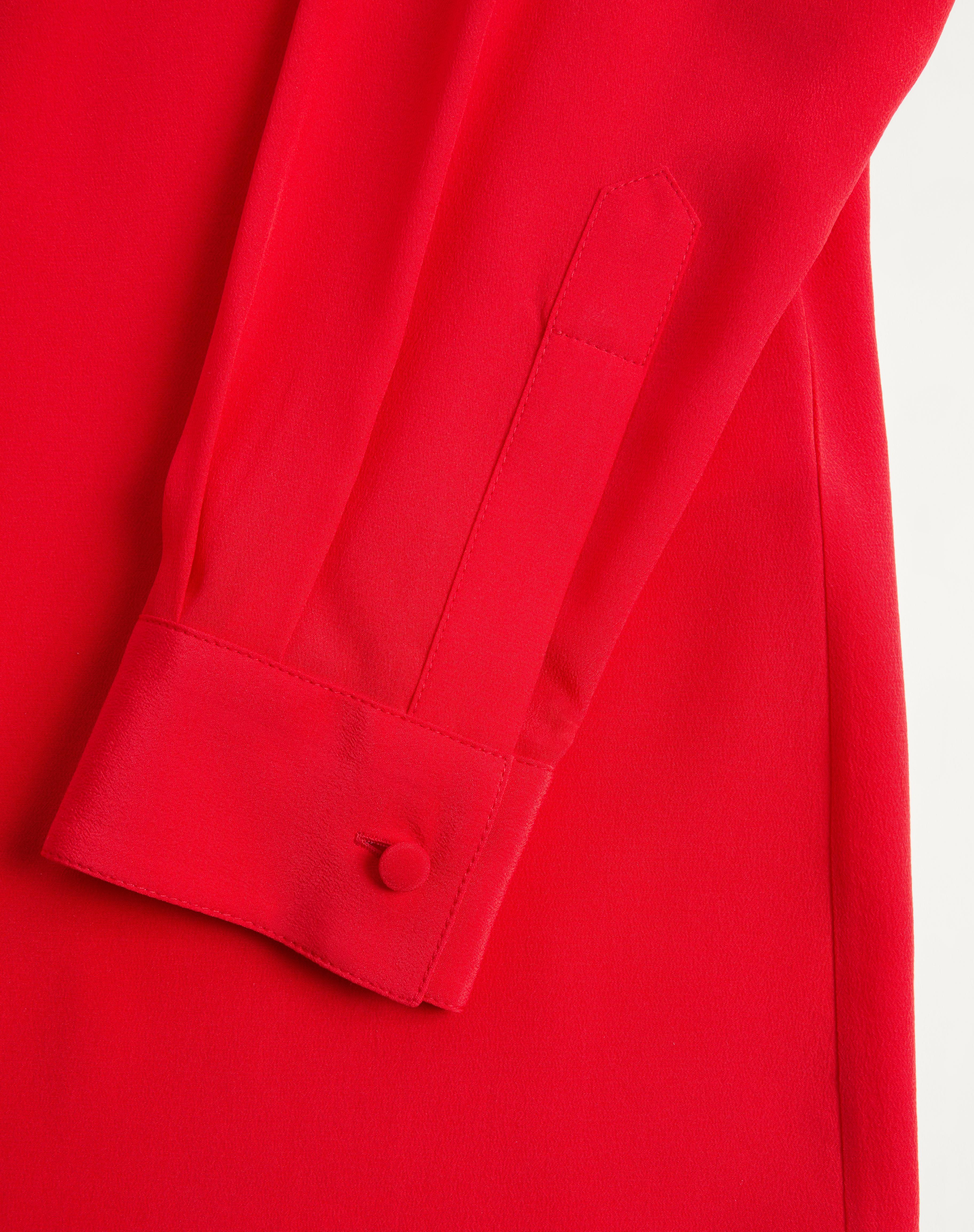 VALENTINO CREPE DE CHINE SILK SHIRT WITH SCARF COLLAR - 8