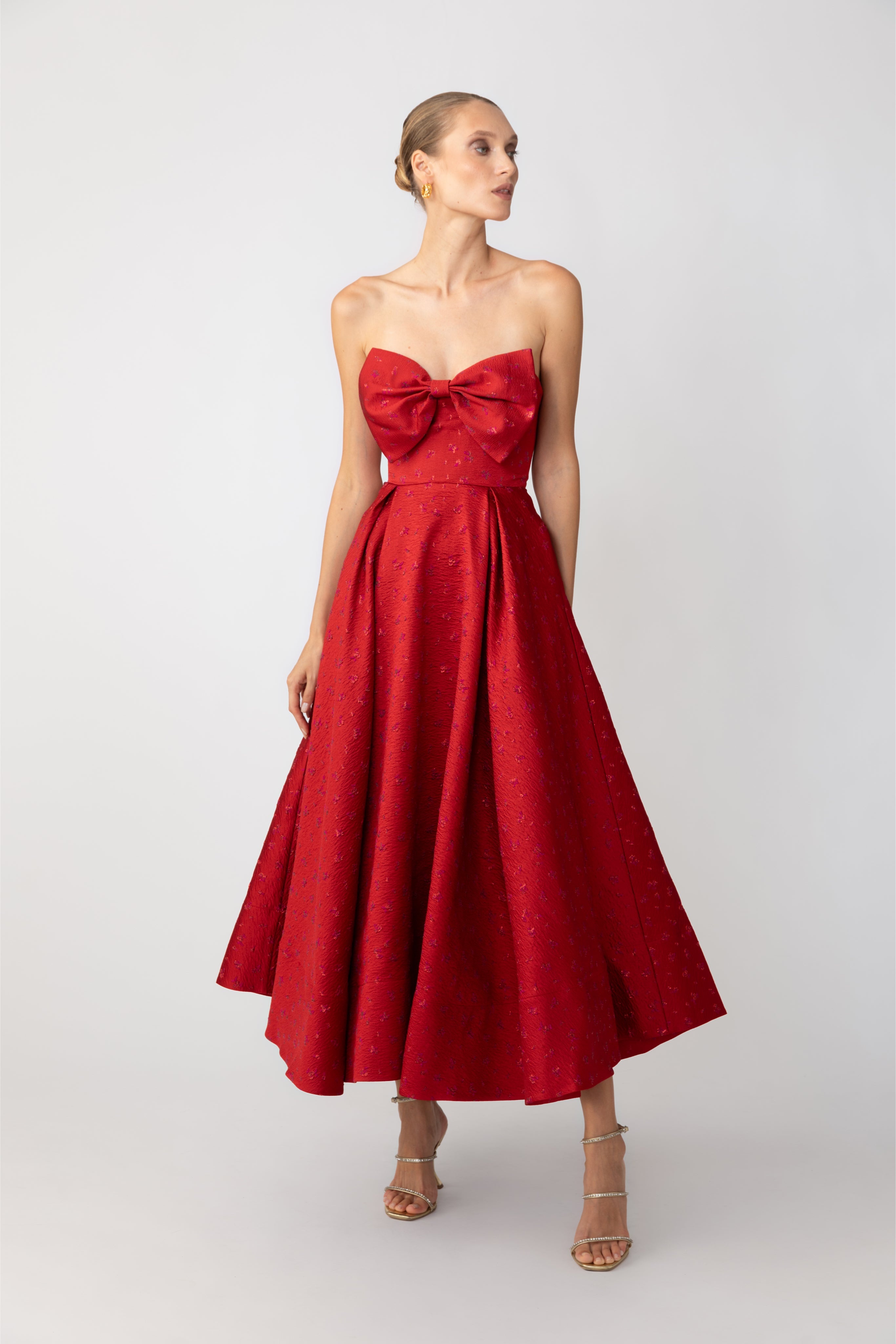JULIETTE JACQUARD STRAPLESS DRESS - 4
