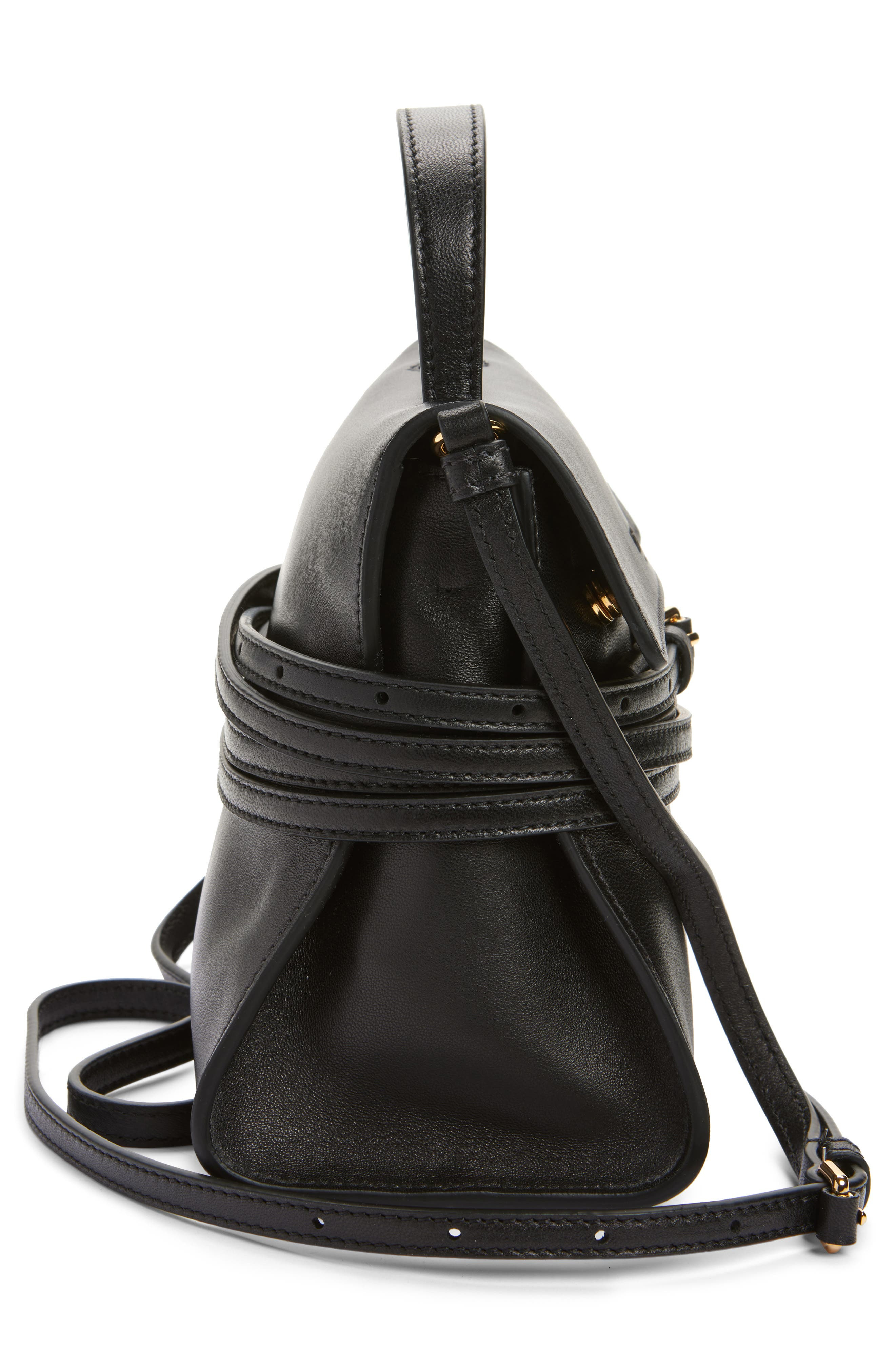 Moschino Small Tie Me Leather Top Handle Bag in Black at Nordstrom - 5