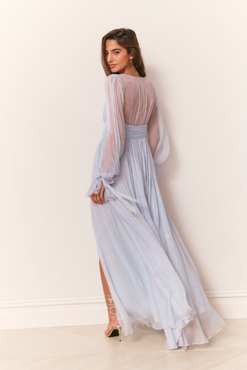 Galatea Metallic Silk Chiffon Maxi Dress 6