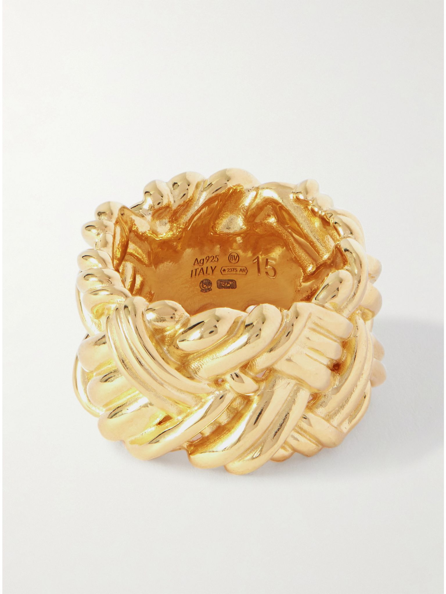 Intrecciato gold-plated silver ring Gold - 1
