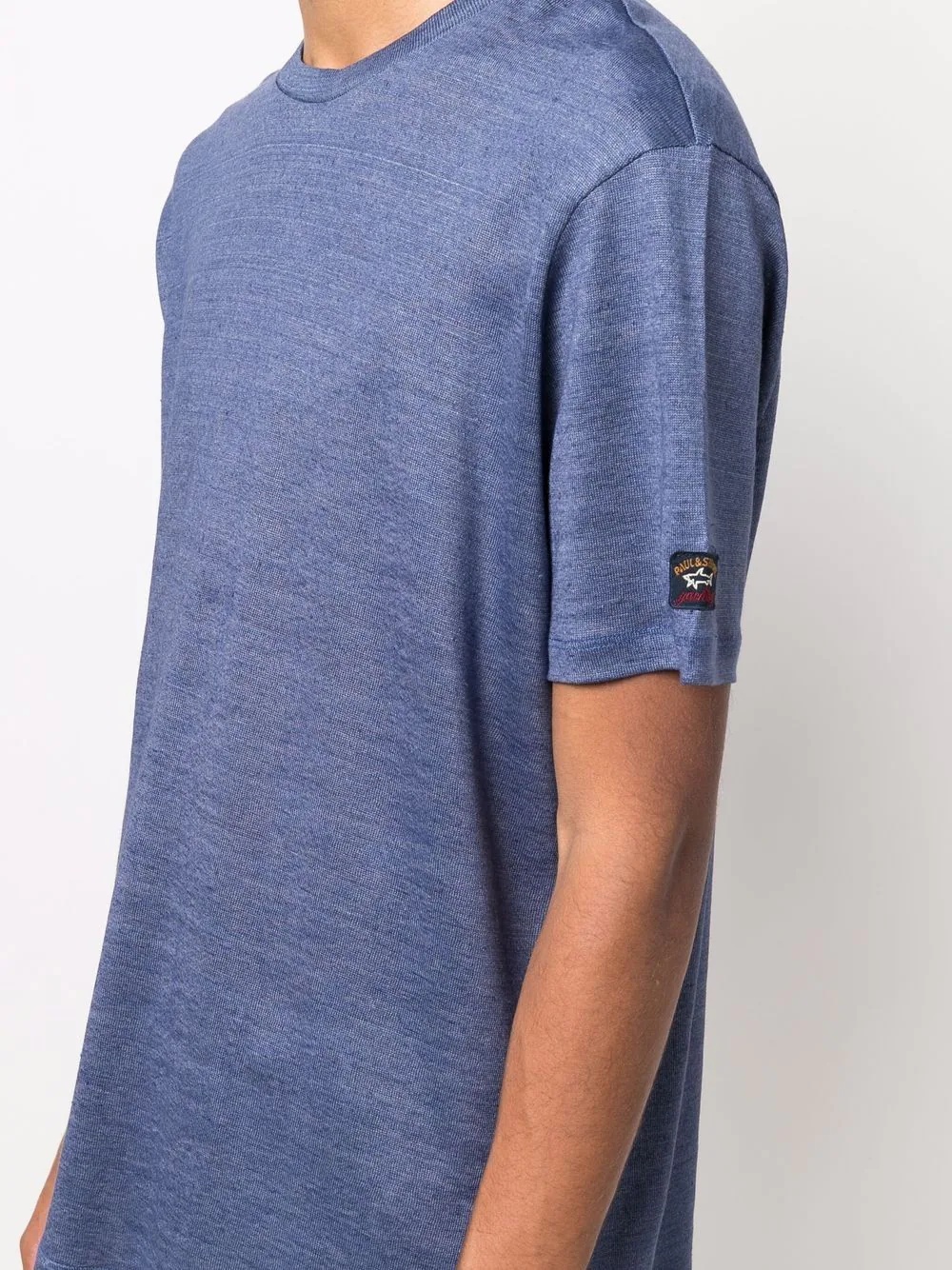 crew neck short-sleeved linen T-shirt - 5