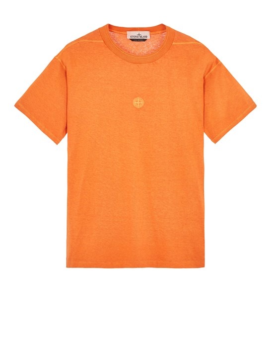 Stone Island 23757 Organic Cotton Fissato Effect T-shirt Sienna Orange