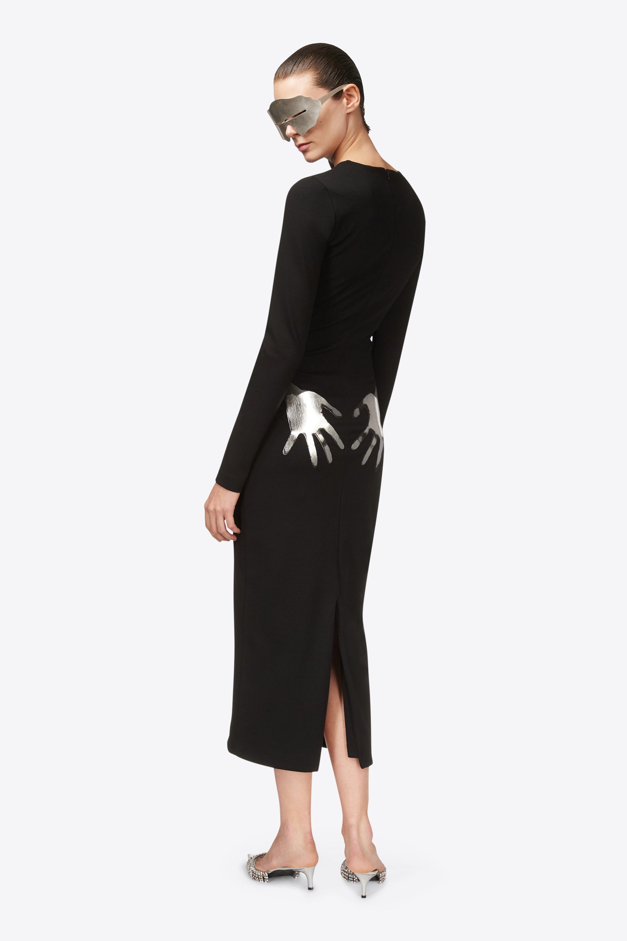HANDPRINT LONG SLEEVE MIDI DRESS - 4