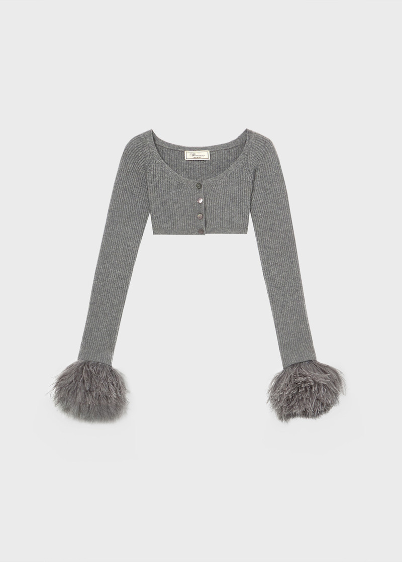 Blumarine WOOL CARDIGAN WITH FEATHERS outlook