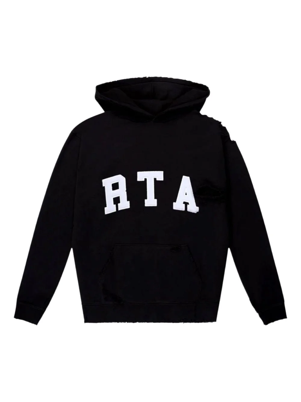 distressed logo-patch hoodie - 1