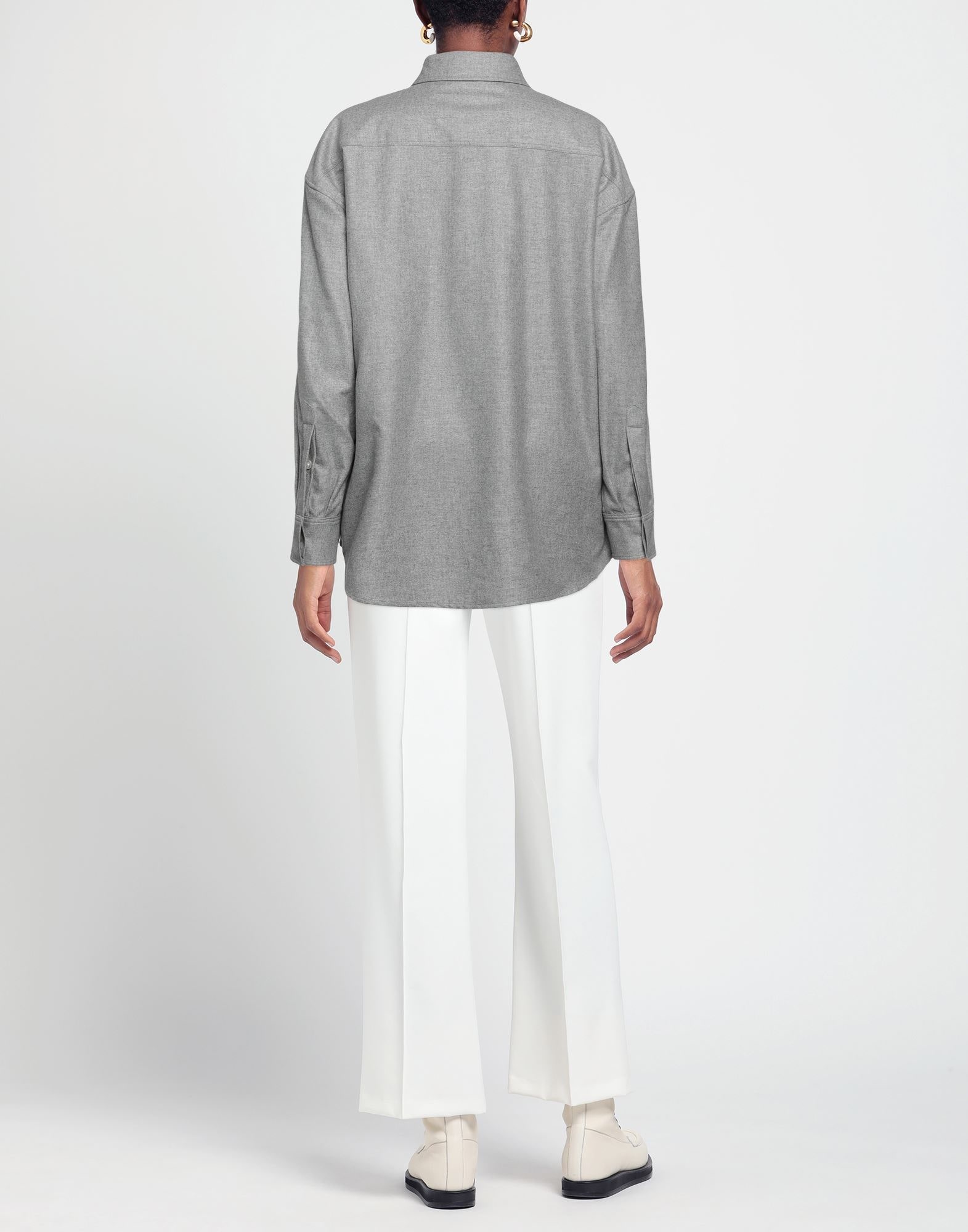 Grey Women's Solid Color Shirts & Blouses - 3