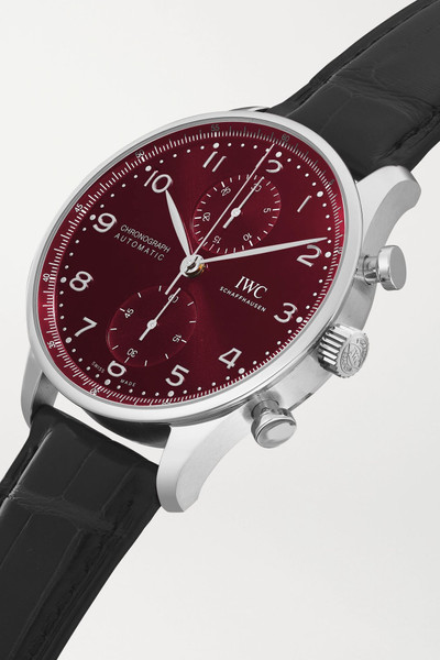 IWC Schaffhausen Portugieser Automatic Chronograph 41mm stainless steel and alligator watch outlook