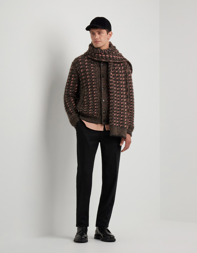 Canali PATTERNED ALPACA AND WOOL BLEND MACRO JACQUARD CARDIGAN outlook