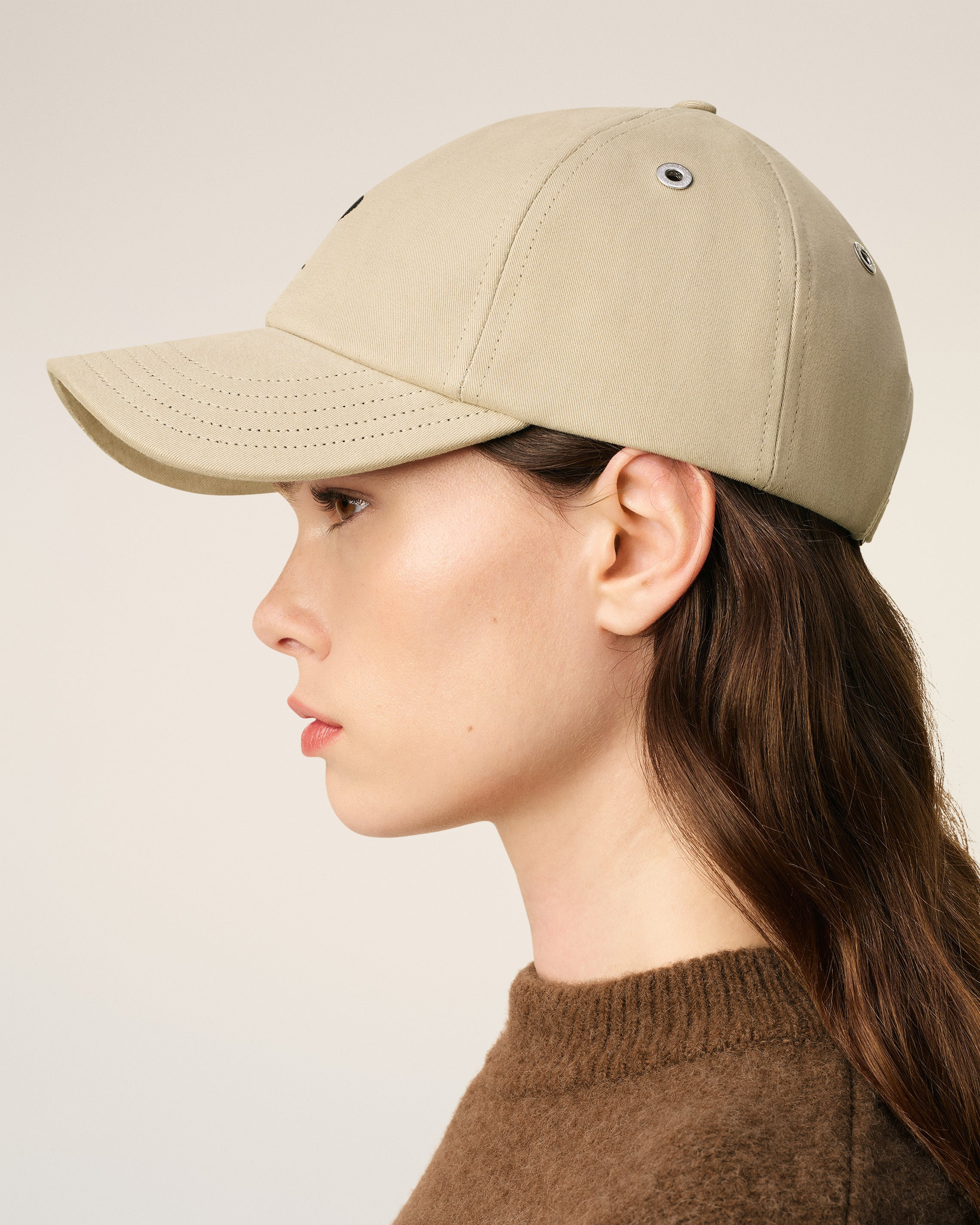 BEIGE COTTON AMI DE COEUR EMBROIDERY CAP - 5