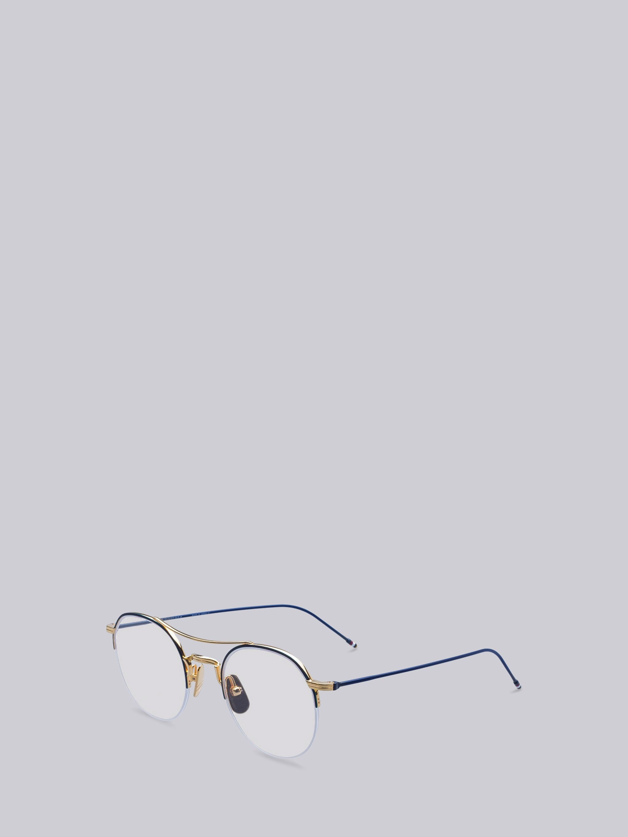 Navy Enamel & 18k Gold Optical Glasses - 1