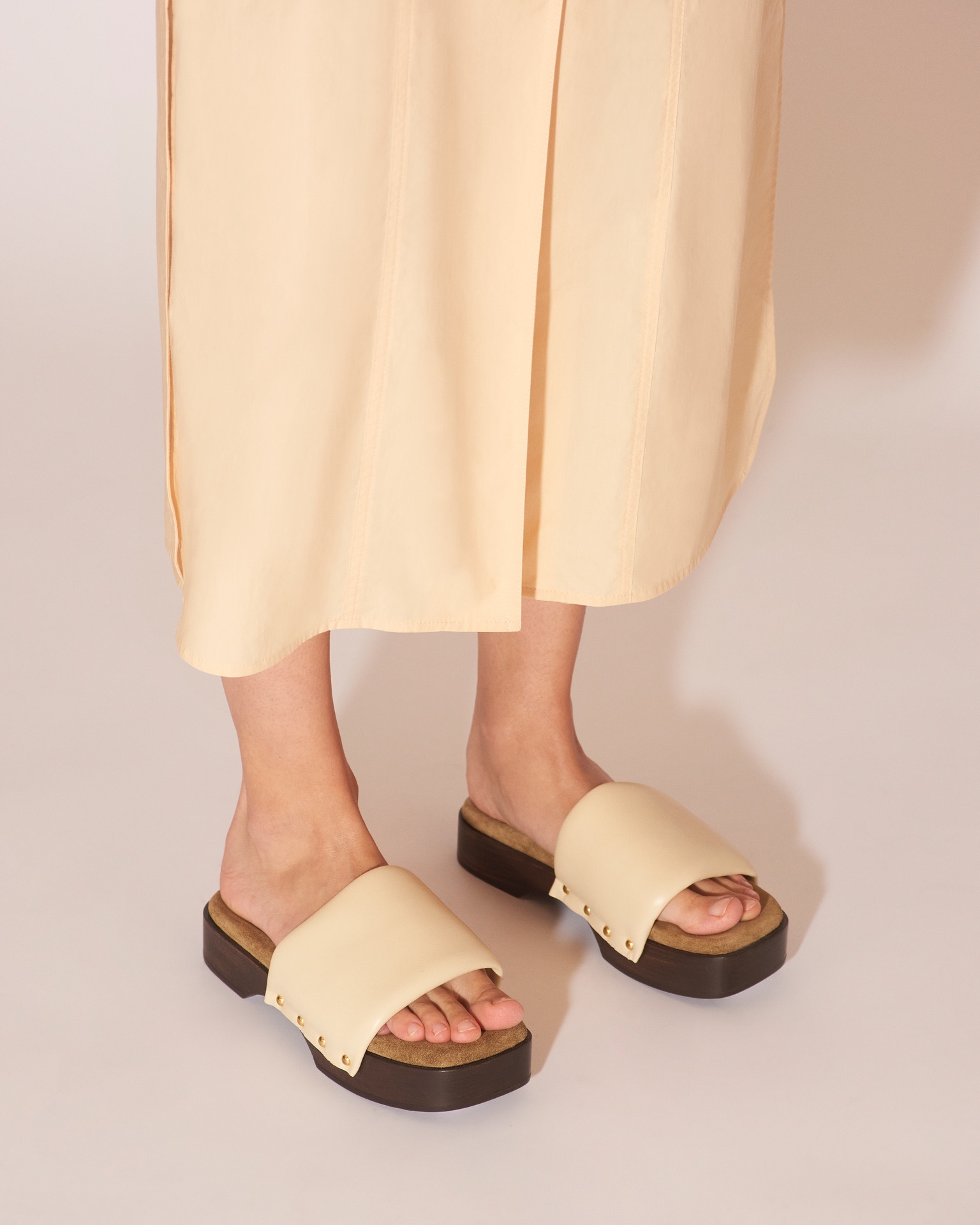 STEFFLON - Leather and suede sandals - Creme - 5