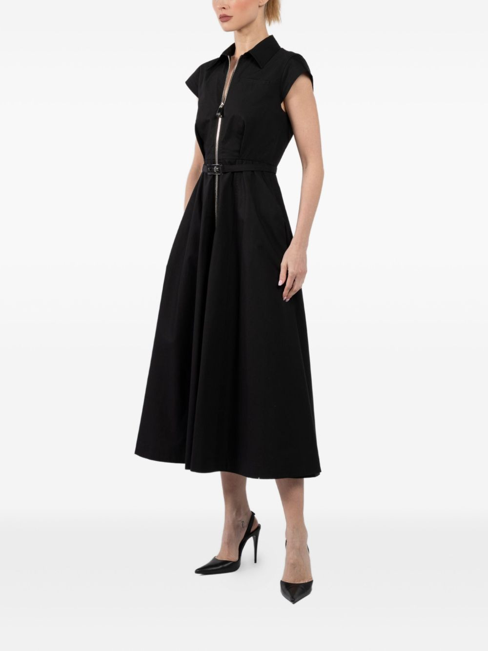 zip-up belted dress - 3