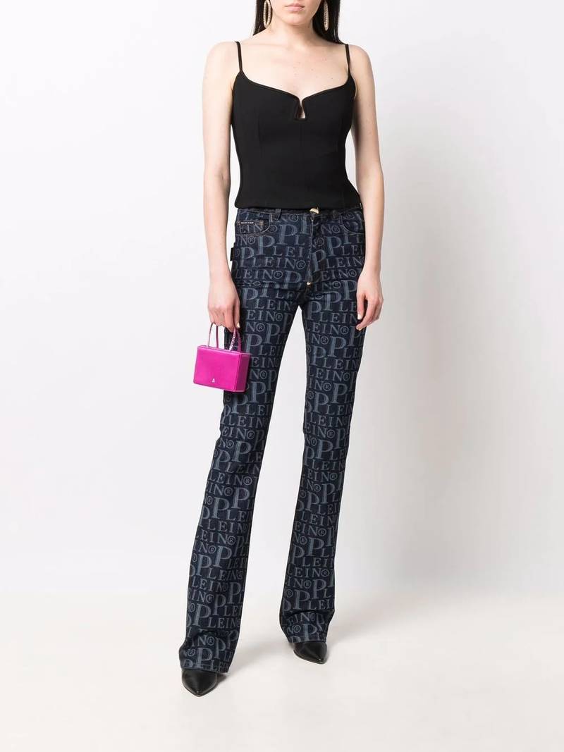 PHILIPP PLEIN all-over logo flared jeans outlook