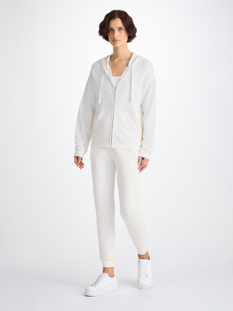 Women's Hoodie Quinn Cotton Modal White 3