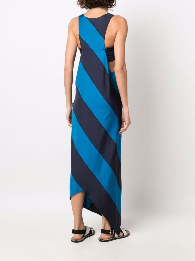 diagonal-stripe sleeveless dress - 4