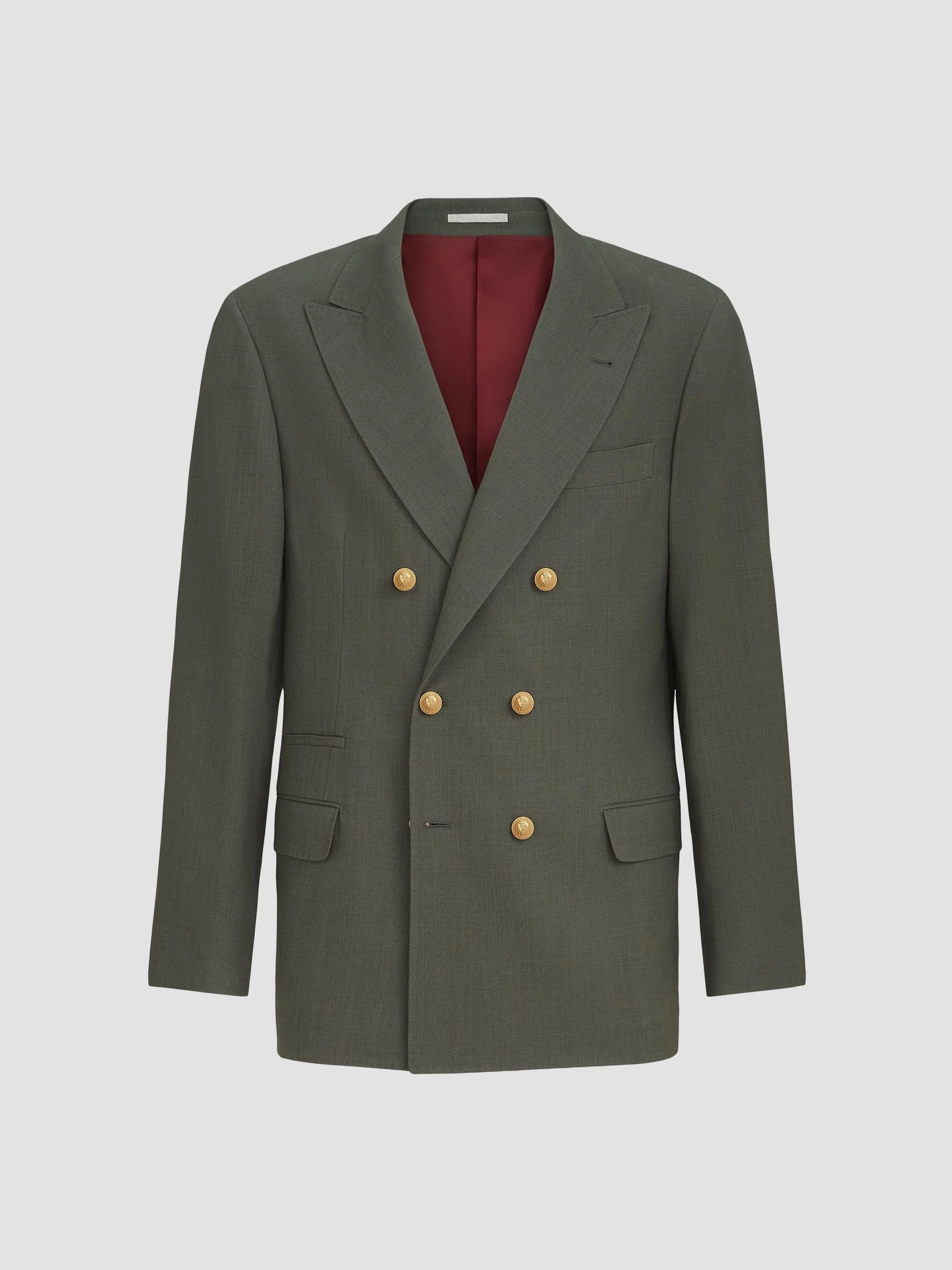 Men's Virgin Wool Canvas One-and-a-Half Breasted Deconstructed Blazer - Forest Green - 1