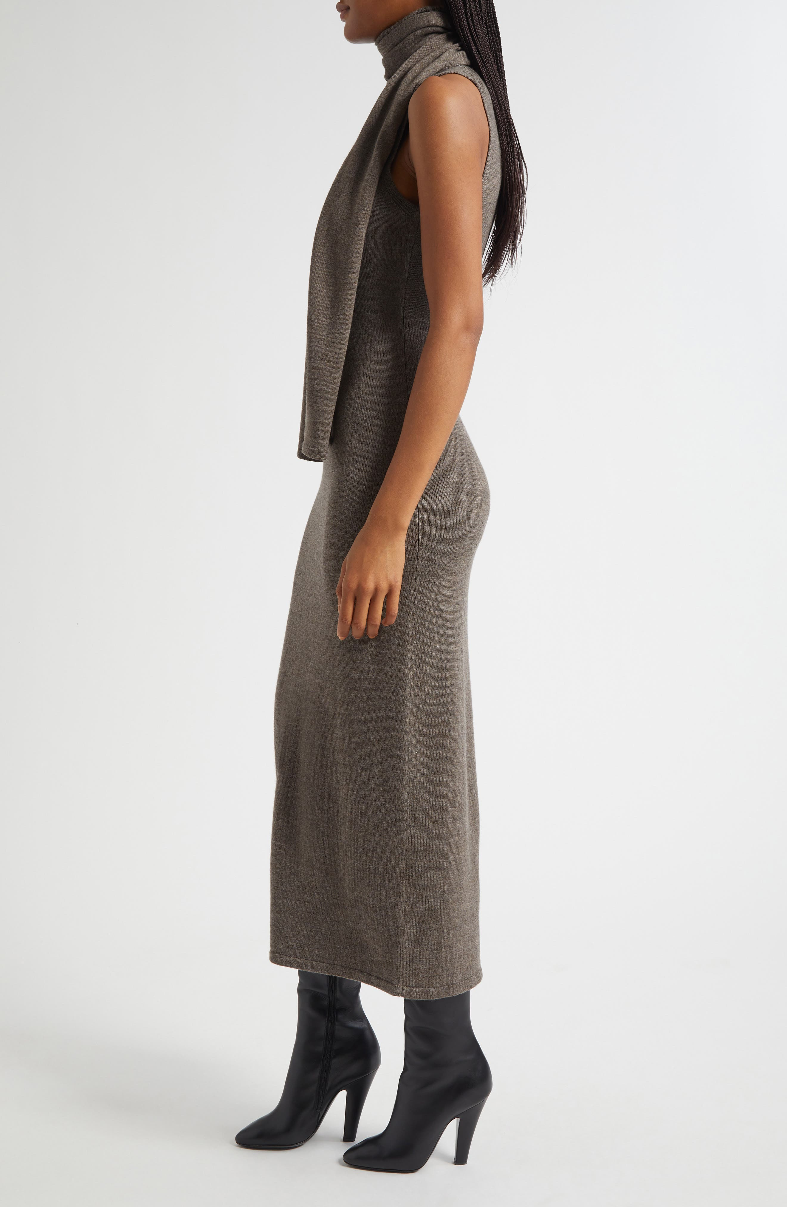 STAUD Canal Sleeveless Merino Wool Midi Dress in Truffle at Nordstrom - 4