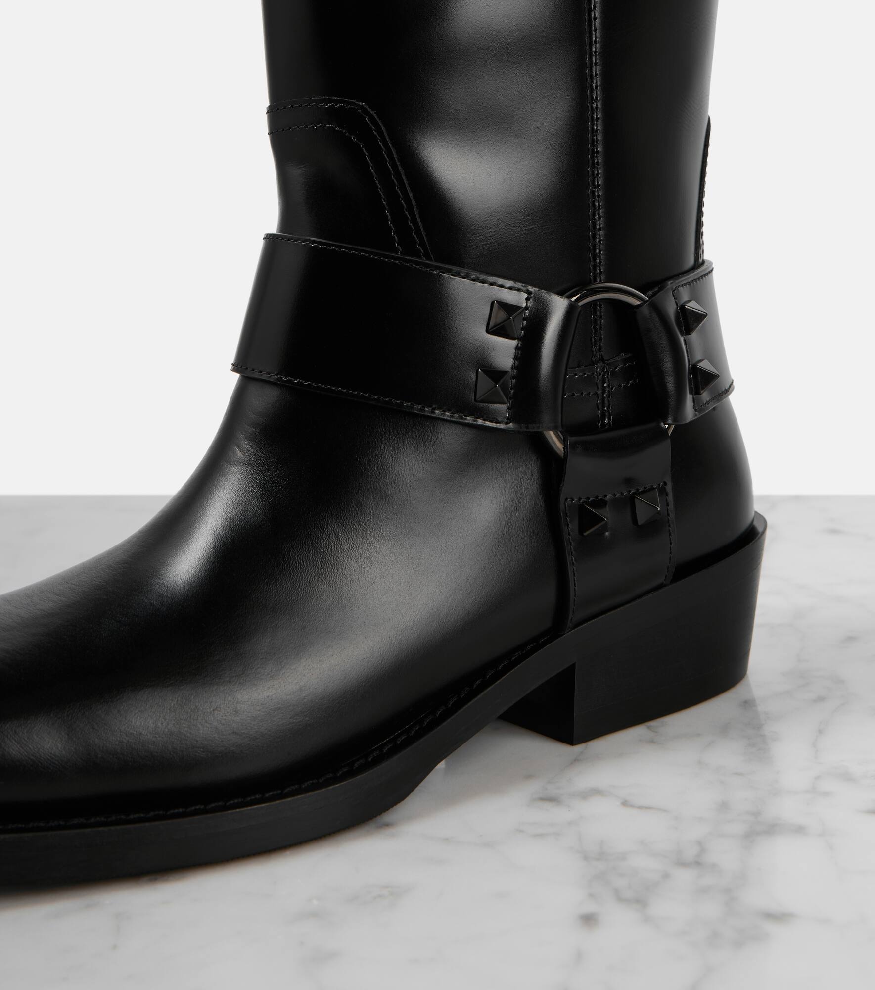 Rockstud leather biker boots - 5