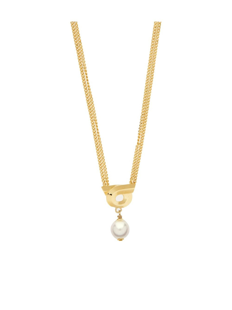 FERRAGAMO Gancini pendant pearl-drop necklace outlook