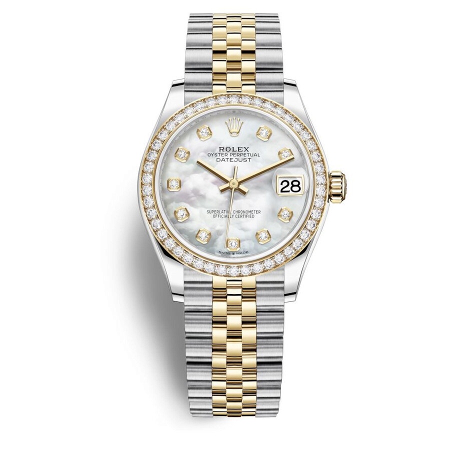 Rolex Datejust 31 Mother of Pearl Diamond Dial Ladies Steel and 18kt Yellow Gold Jubilee Watch 27838 - 1