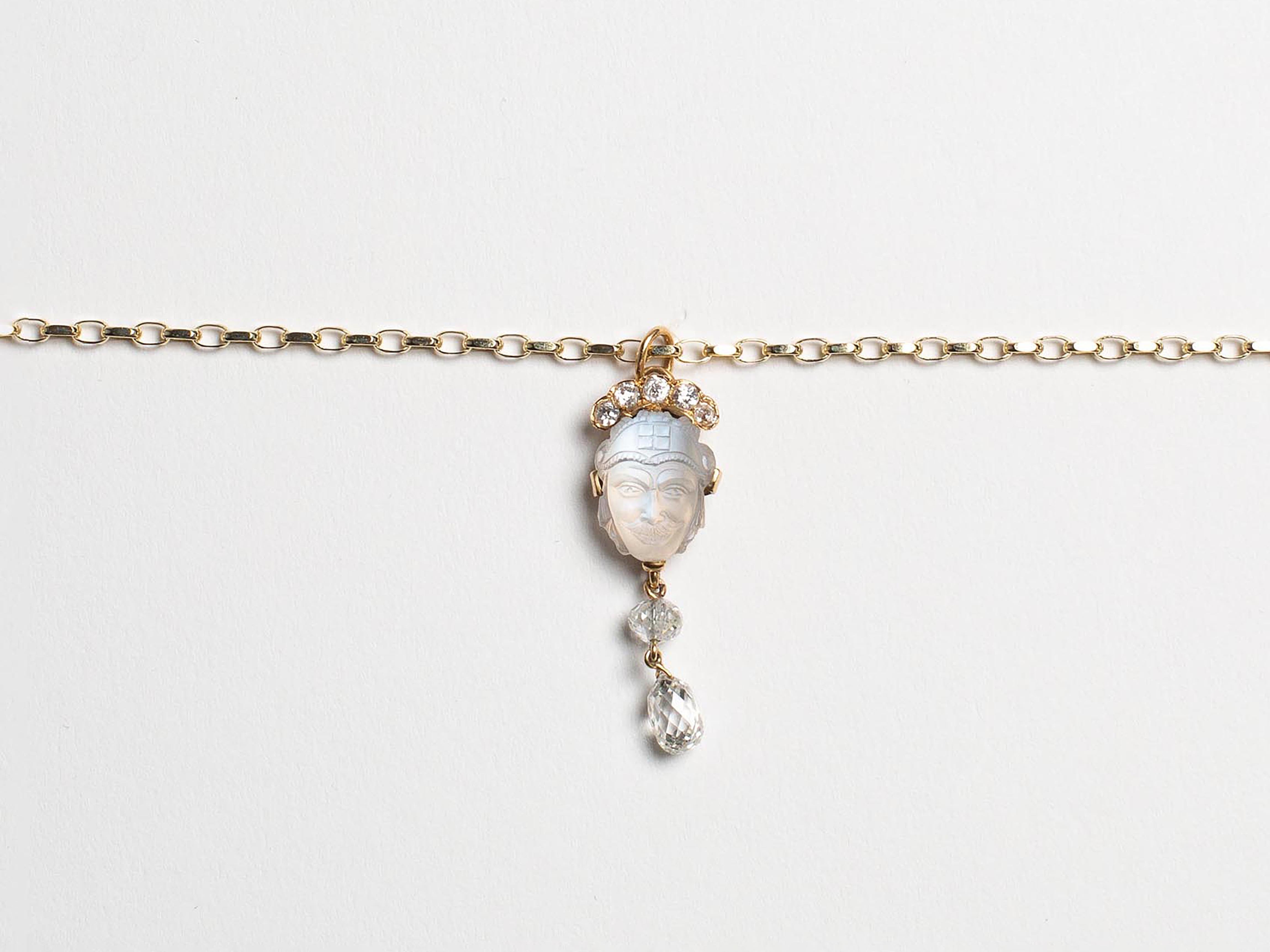 MOONSTONE DIAMOND PENDANT IN 18kt GOLD - 2