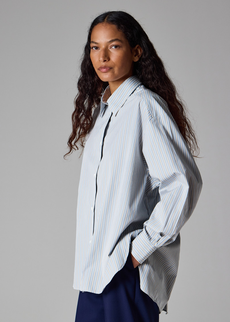 Women's Light Blue Stripe Oversized Shirt 7