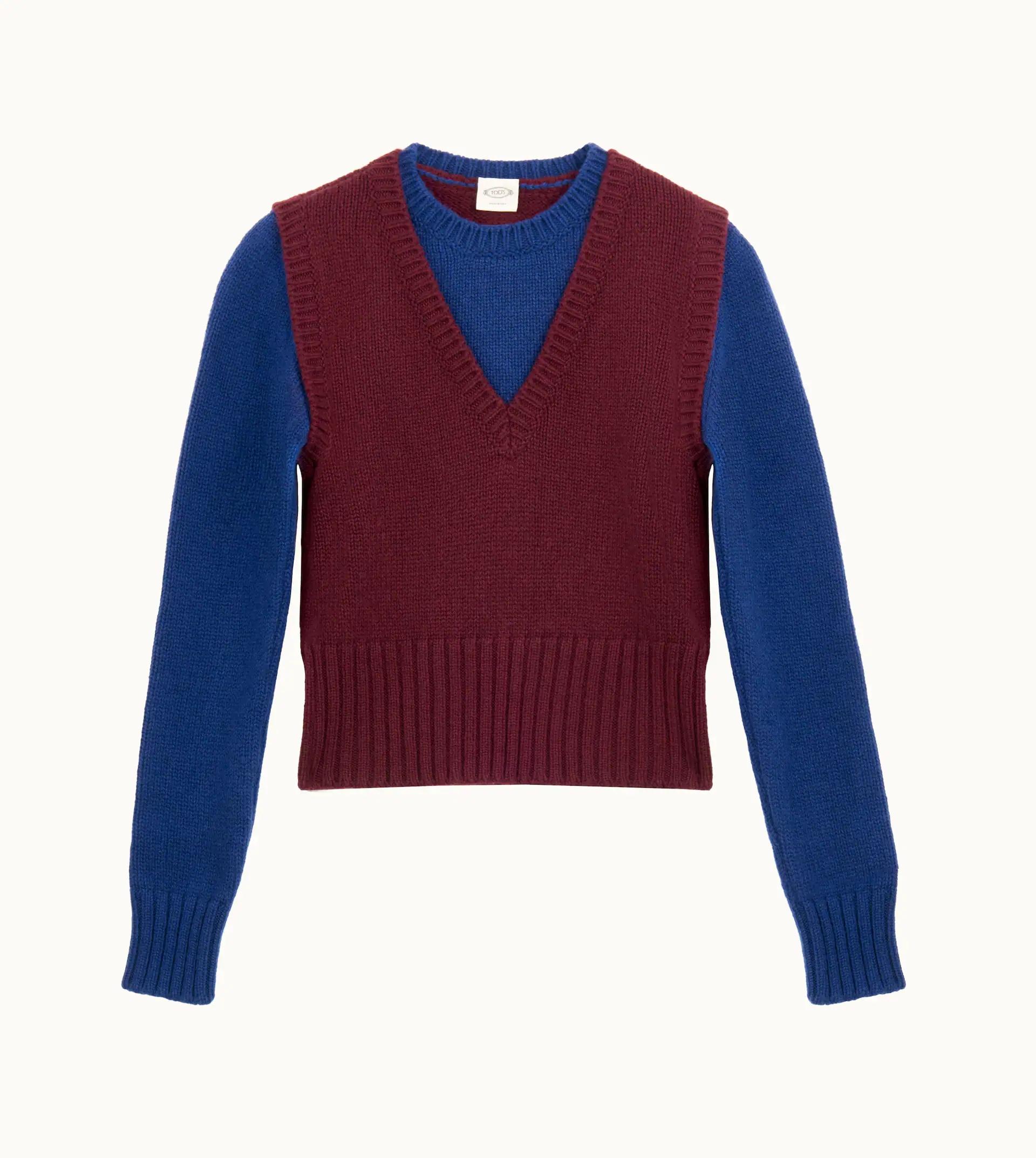 ROUND NECK JUMPER - BURGUNDY, BLUE - 1